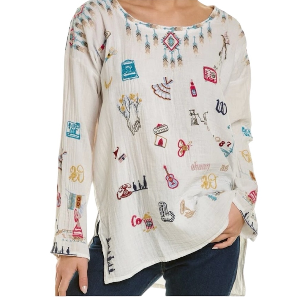 Johnny Was Rondo Embroidered Blouse